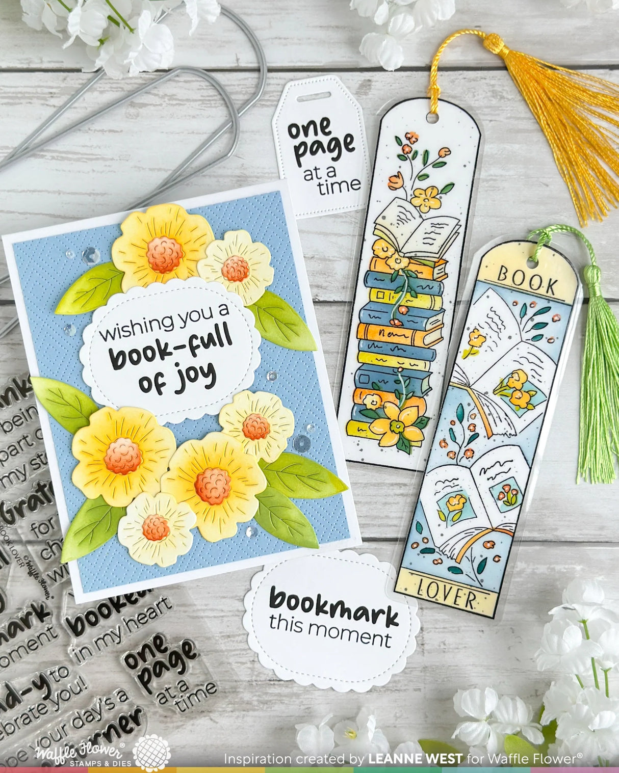 Waffle Flower Crafts Inside Sentiments Book Lover Stamp Set