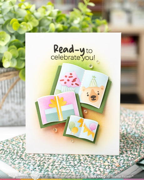 Waffle Flower Crafts Inside Sentiments Book Lover Stamp Set