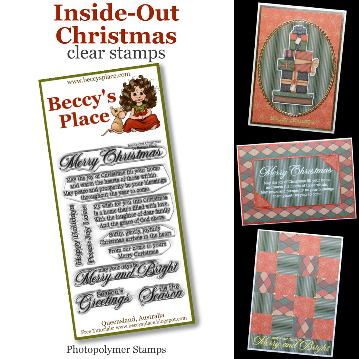 Beccy's place Inside Out Christmas clear stamps