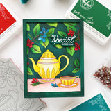 Pinkfresh Studio Bloom & Brew cling stamp / Stencil / Press plate Bundle