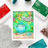 Pinkfresh Studio Bloom & Brew cling stamp / Stencil / Press plate Bundle