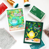 Pinkfresh Studio Bloom & Brew cling stamp / Stencil / Press plate Bundle