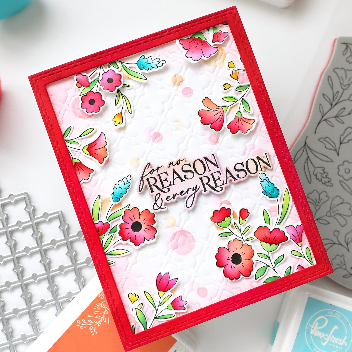 Pinkfresh Studio Bloomscape cling stamp / Die/ Stencil/ Press plate Bundle