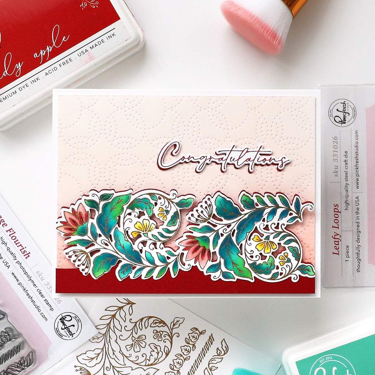 Pinkfresh Studio Cottage Flourish stencil Stamp and Die Bundle