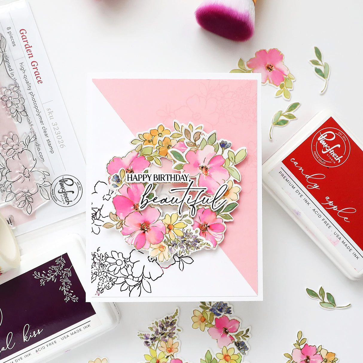 Pinkfresh Studio Garden Grace stamp, Die, Stencil and Washi Bundle