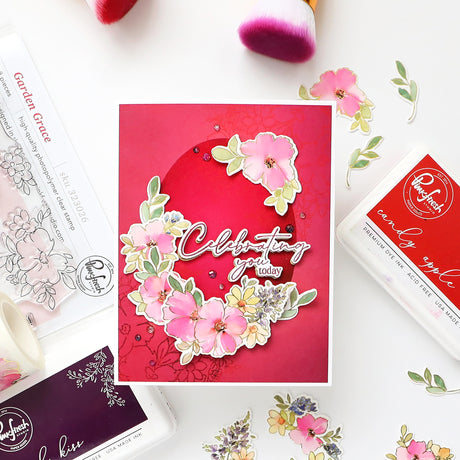 Pinkfresh Studio Celebrate in Blooms stamp, Die, Stencil and Washi Bundle