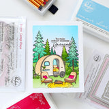 Pinkfresh Studio Retro Camp Days Stamp/ Die/ Stencil Bundle