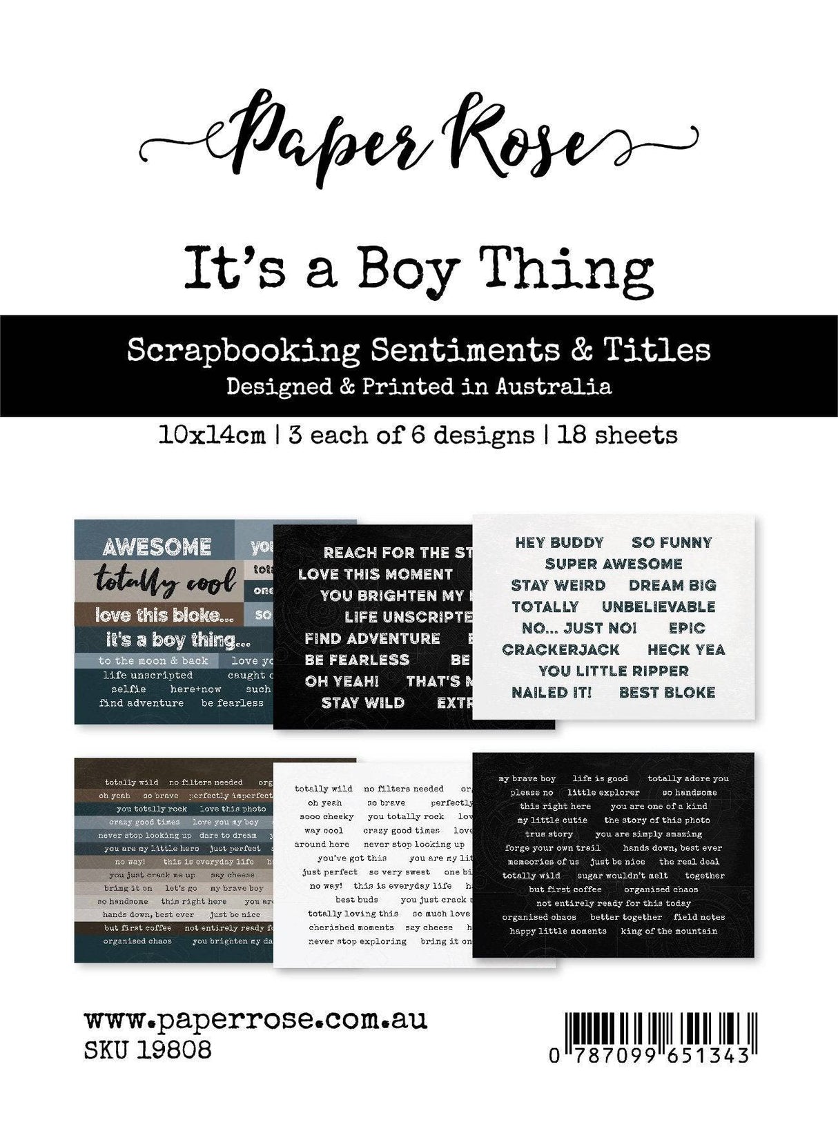 Paper Rose Studio It's a Boy Thing Scrapbooking Sentiments & Titles 19808