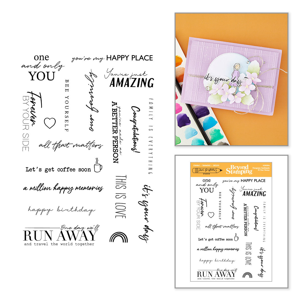 Spellbinders Beyond Stamping Evergreen Sentiments Clear Stamp Set by Josh Griffiths Studio - JGS0006