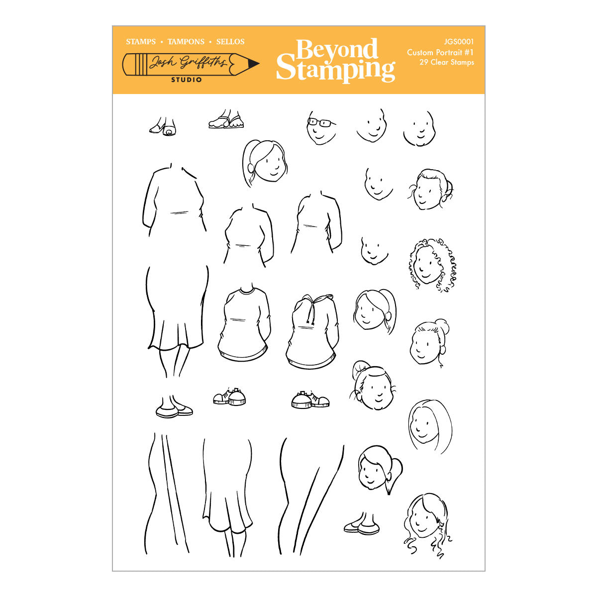 Spellbinders Beyond Stamping Custom Portrait No. 1 Clear Stamp Set by Josh Griffiths Studio - JGS0001