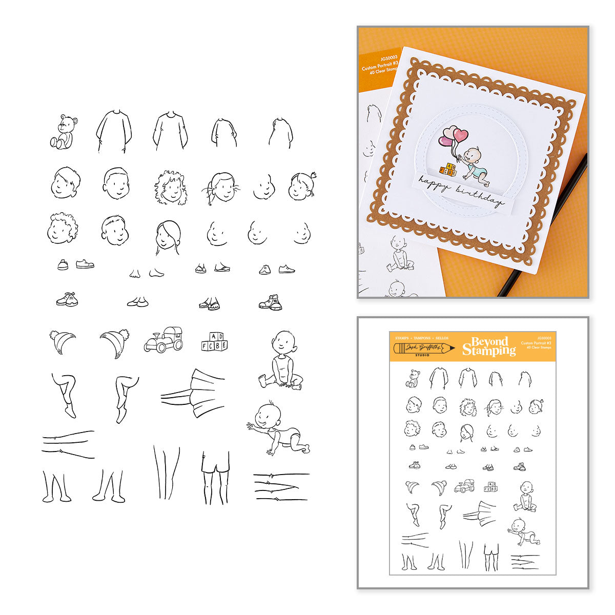 Spellbinders Beyond Stamping Custom Portrait No. 3 Clear Stamp Set by Josh Griffiths Studio - JGS0003
