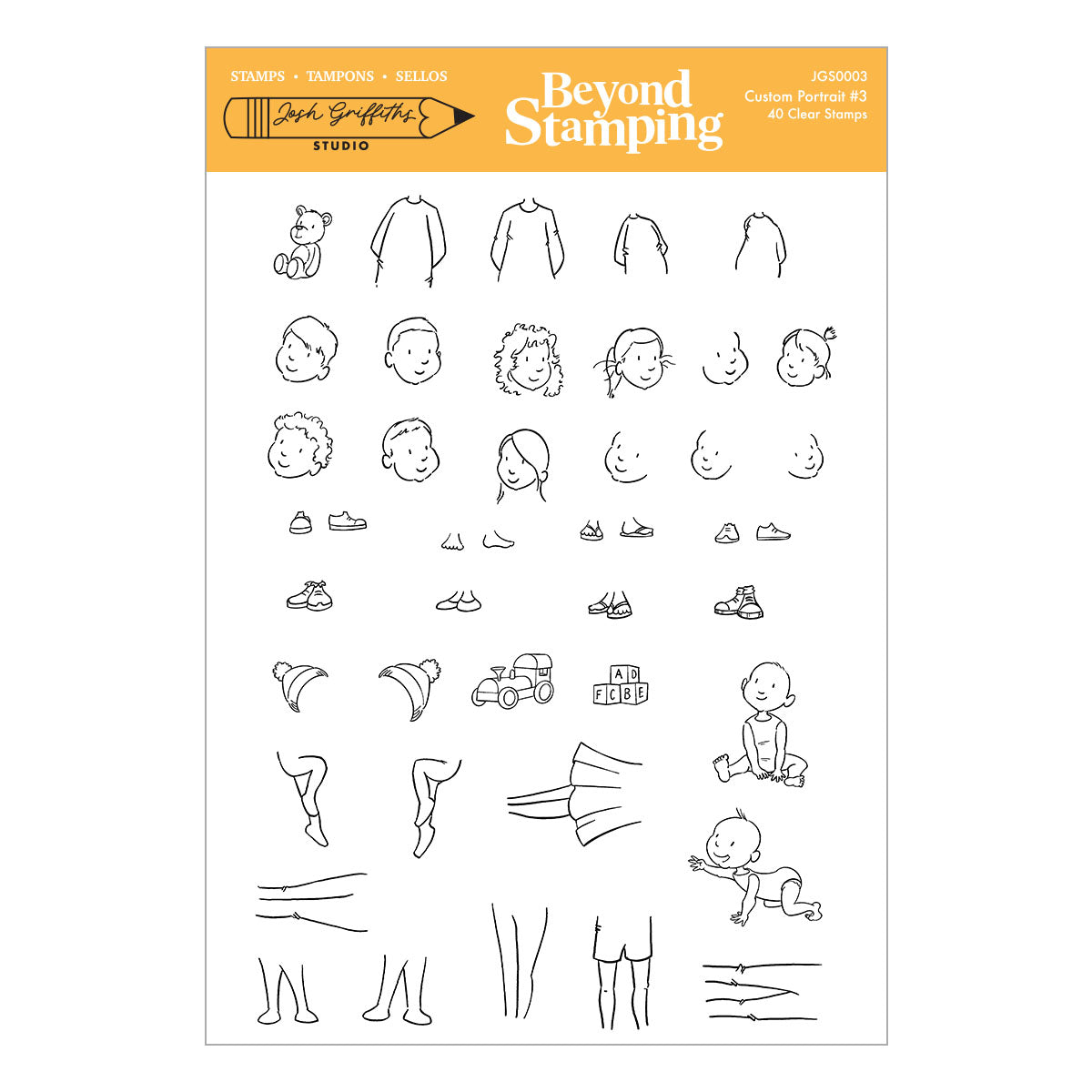 Spellbinders Beyond Stamping Custom Portrait No. 3 Clear Stamp Set by Josh Griffiths Studio - JGS0003