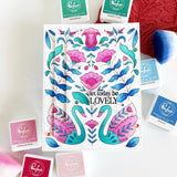 Pinkfresh Studio Swan Reverie cling stamp / Stencil / Press Plate Bundle