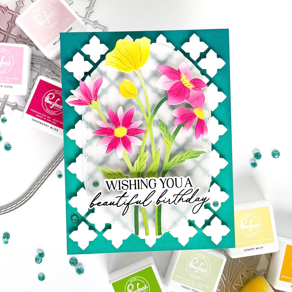 Pinkfresh Studio Wildflower Elegance stencil / Die Bundle