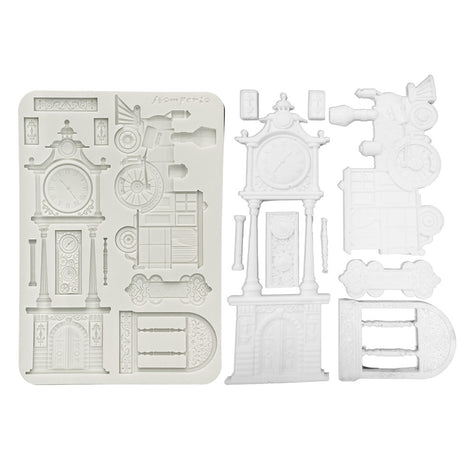 Stamperia Gardens of Time Silicone Mould Train & Clock (KACMA609)