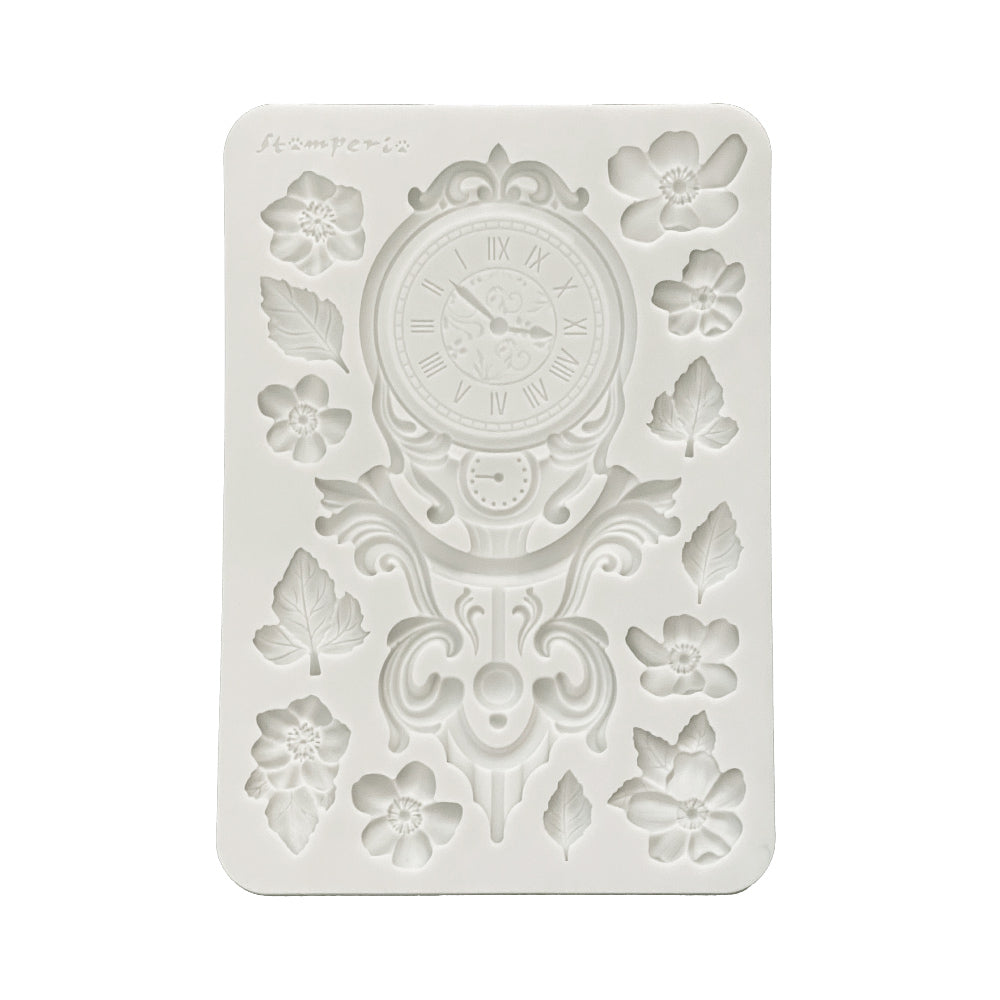 Stamperia Gardens of Time Silicone Mould Clock & Flowers (KACMA610)