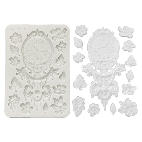 Stamperia Gardens of Time Silicone Mould Clock & Flowers (KACMA610)