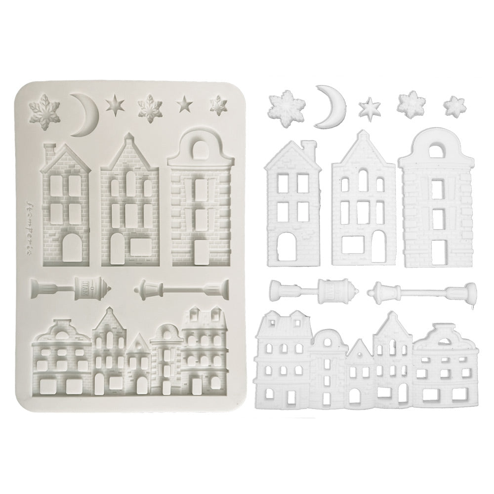 Stamperia A5 Silicone Mould Christmas Village - KACMA616