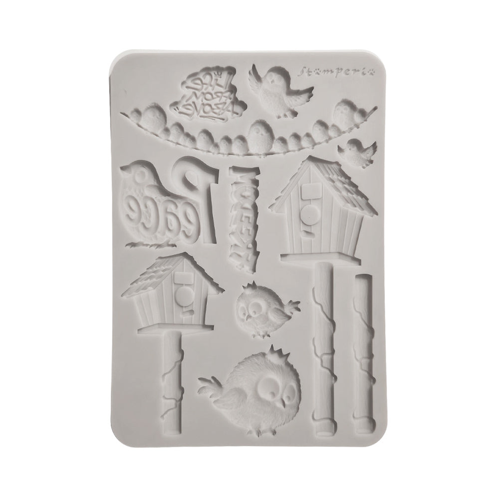 Stamperia Furry Friends 2 A5 Silicon Mould Birds by Antonis Tzanidakis - KACMA625