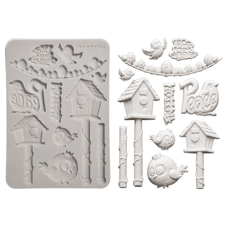 Stamperia Furry Friends 2 A5 Silicon Mould Birds by Antonis Tzanidakis - KACMA625