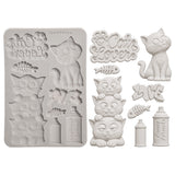 Stamperia Furry Friends 2 A5 Silicon Mould Cats by Antonis Tzanidakis - KACMA626