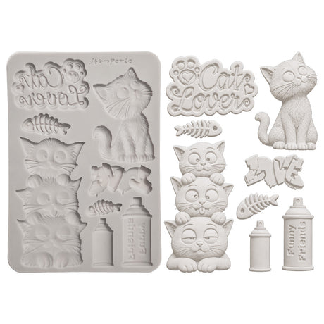 Stamperia Furry Friends 2 A5 Silicon Mould Cats by Antonis Tzanidakis - KACMA626