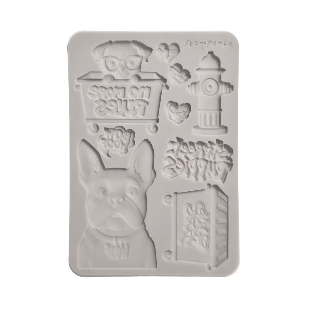 Stamperia Furry Friends 2 A5 Silicon Mould Dogs by Antonis Tzanidakis - KACMA627