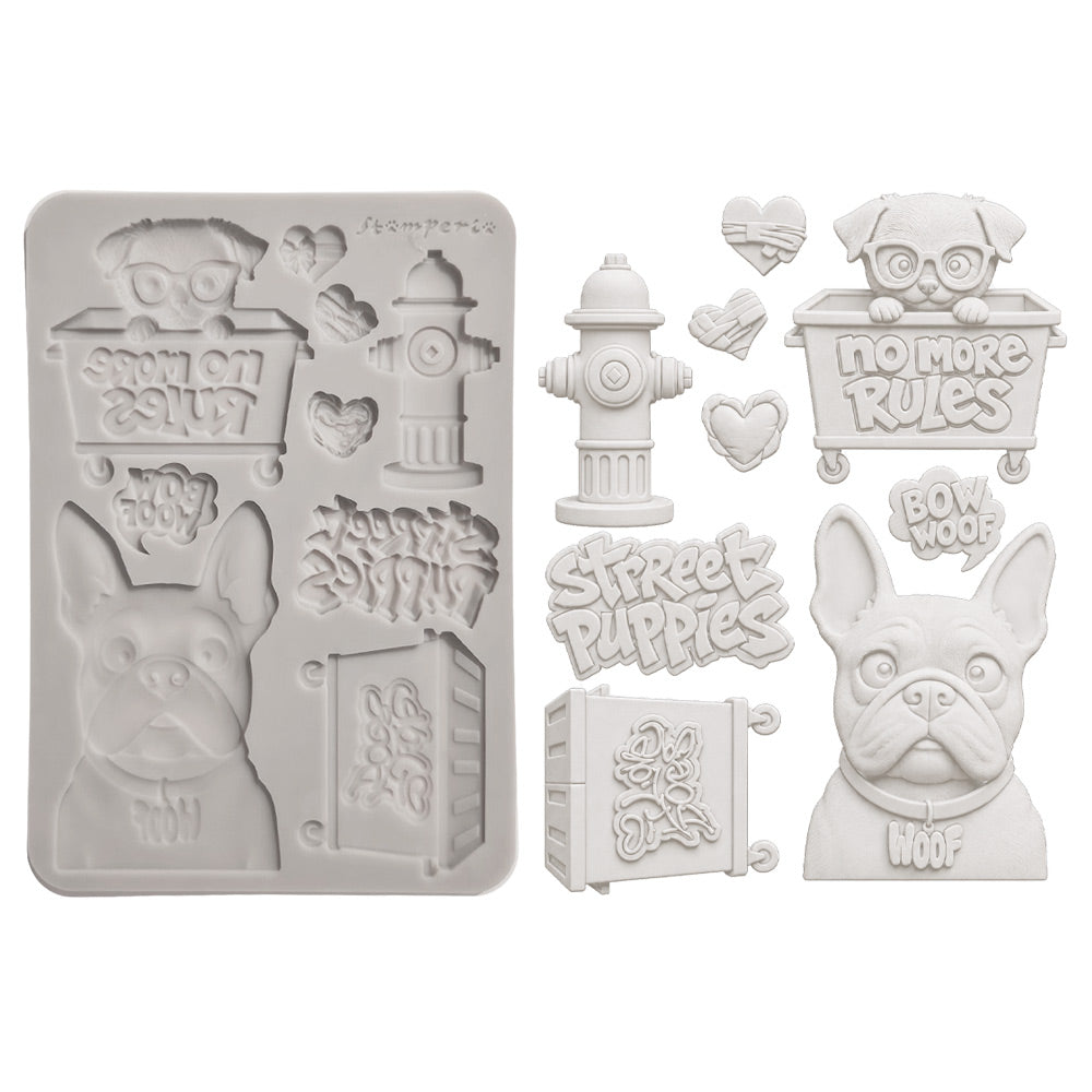 Stamperia Furry Friends 2 A5 Silicon Mould Dogs by Antonis Tzanidakis - KACMA627