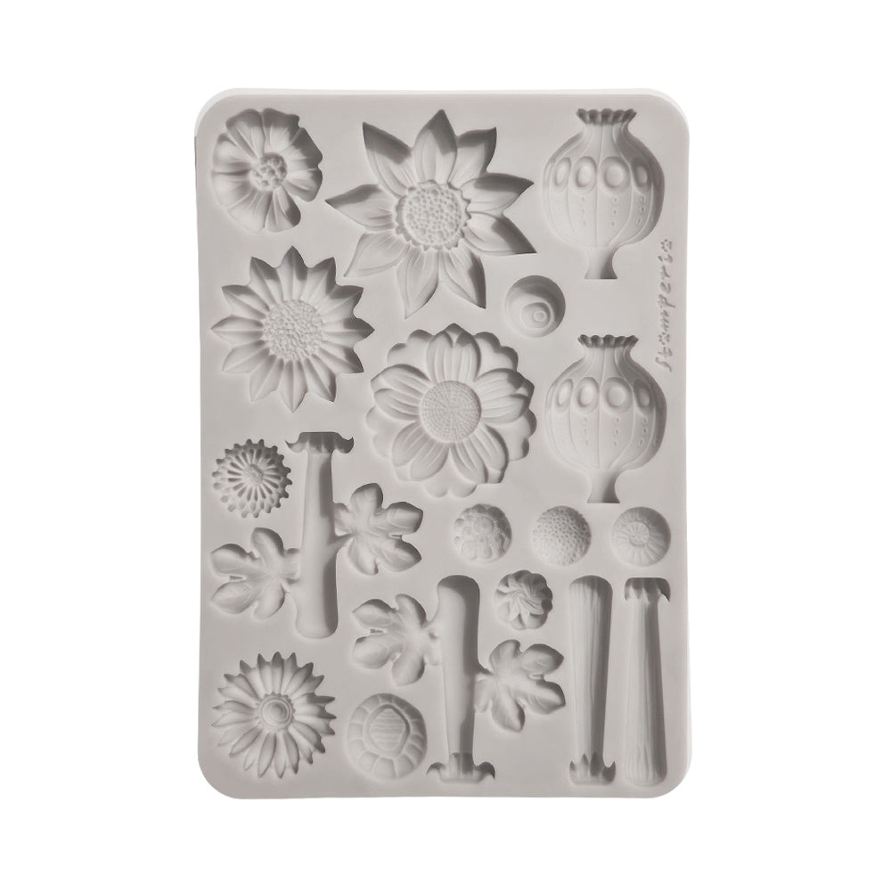 Stamperia Furry Friends 2 A5 Silicon Mould Flowers by Antonis Tzanidakis - KACMA628
