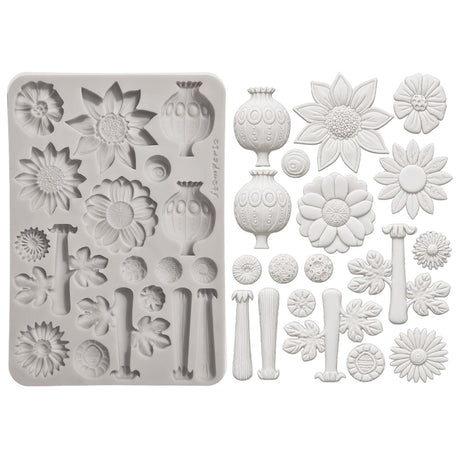 Stamperia Furry Friends 2 A5 Silicon Mould Flowers by Antonis Tzanidakis - KACMA628
