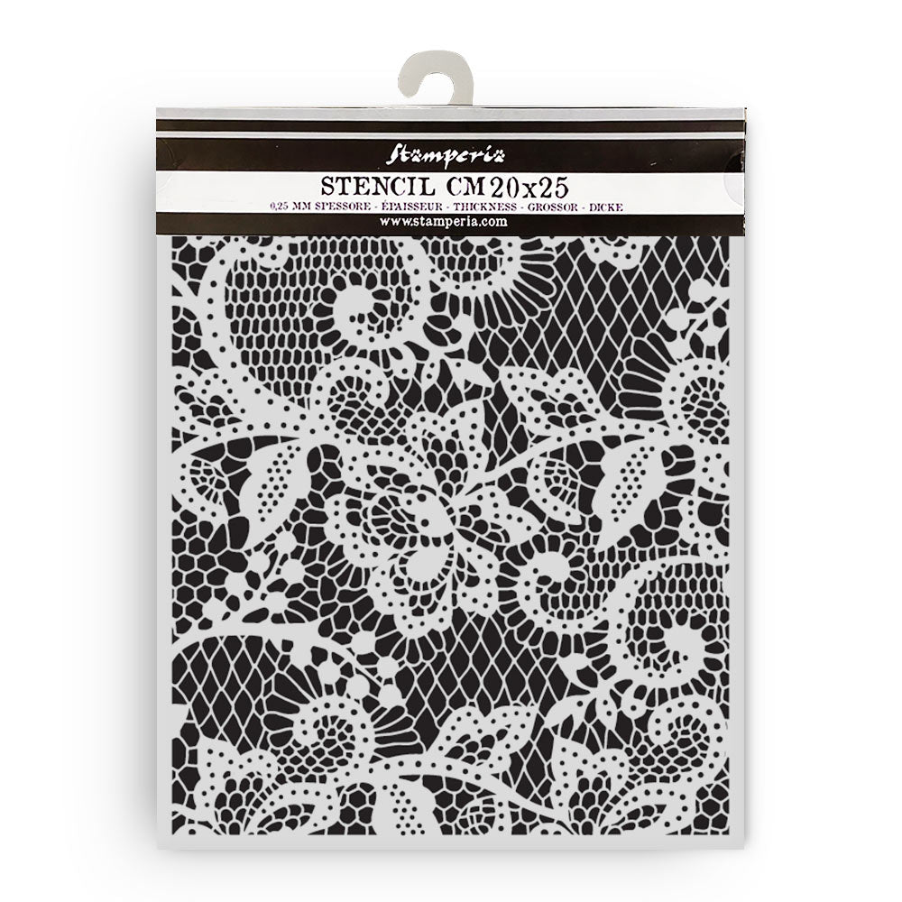 Stamperia Quiet Days Thick Stencil Floral Lace 20x25 cm(KSTD192)