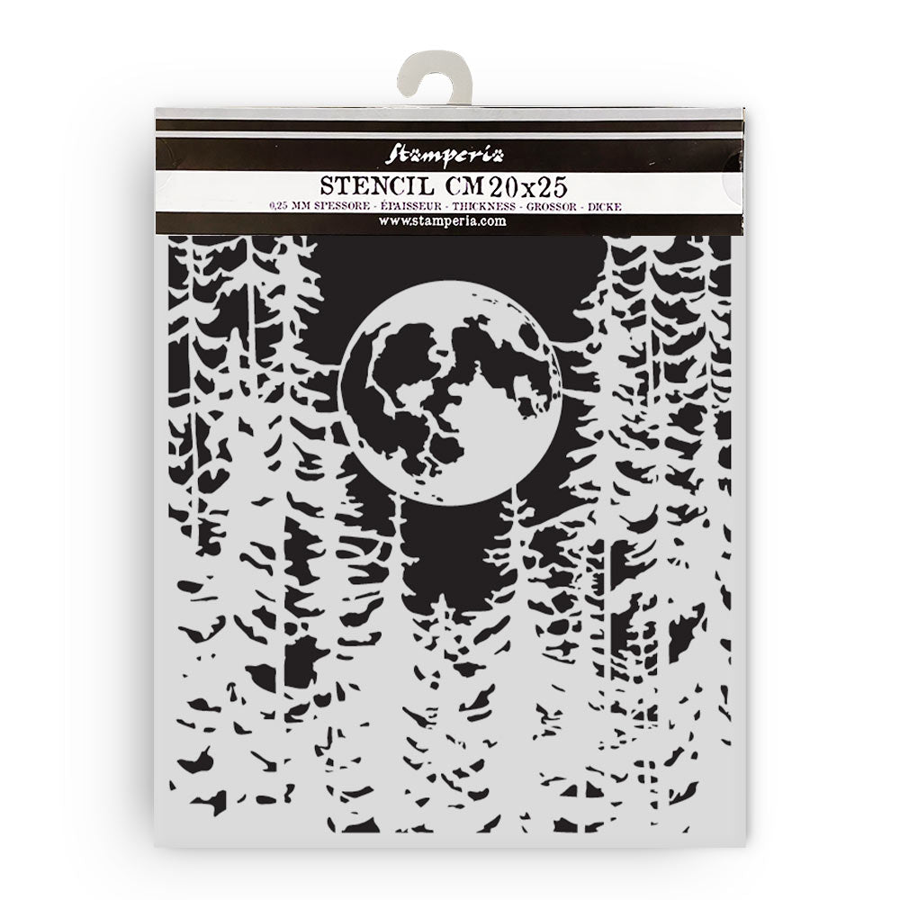 Stamperia Herbarium Silvae Thick Stencil 20×25cm Moon in the Forest (KSTD194)