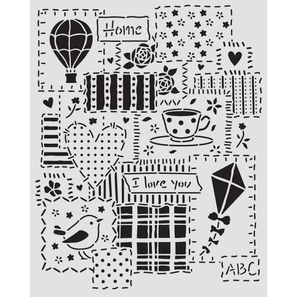 Stamperia Family Thick Stencil 20×25cm Patchwork (KSTD197)