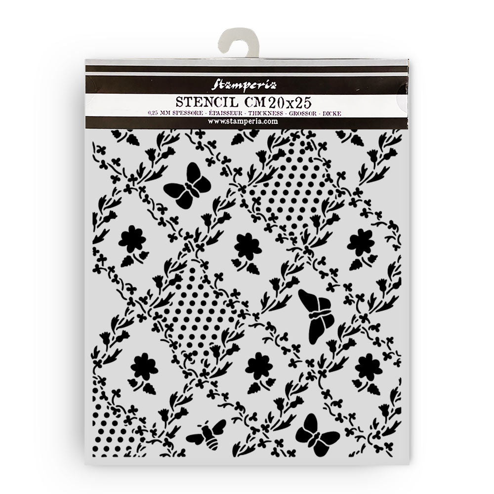 Stamperia Daisy Art Thick Stencil 20x25cm Texture Butterfly and Daisy (KSTD198)