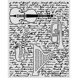 Stamperia Symphony Thick Stencils 20x25cm Violin, Trumpet, Harp by Sara Alcobendas (KSTD212)