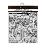 Stamperia Symphony Thick Stencils 20x25cm Violin, Trumpet, Harp by Sara Alcobendas (KSTD212)