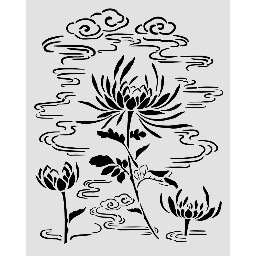 Stamperia Oriental Garden Thick Stencils 20x25cm Lotus Flower (KSTD214)