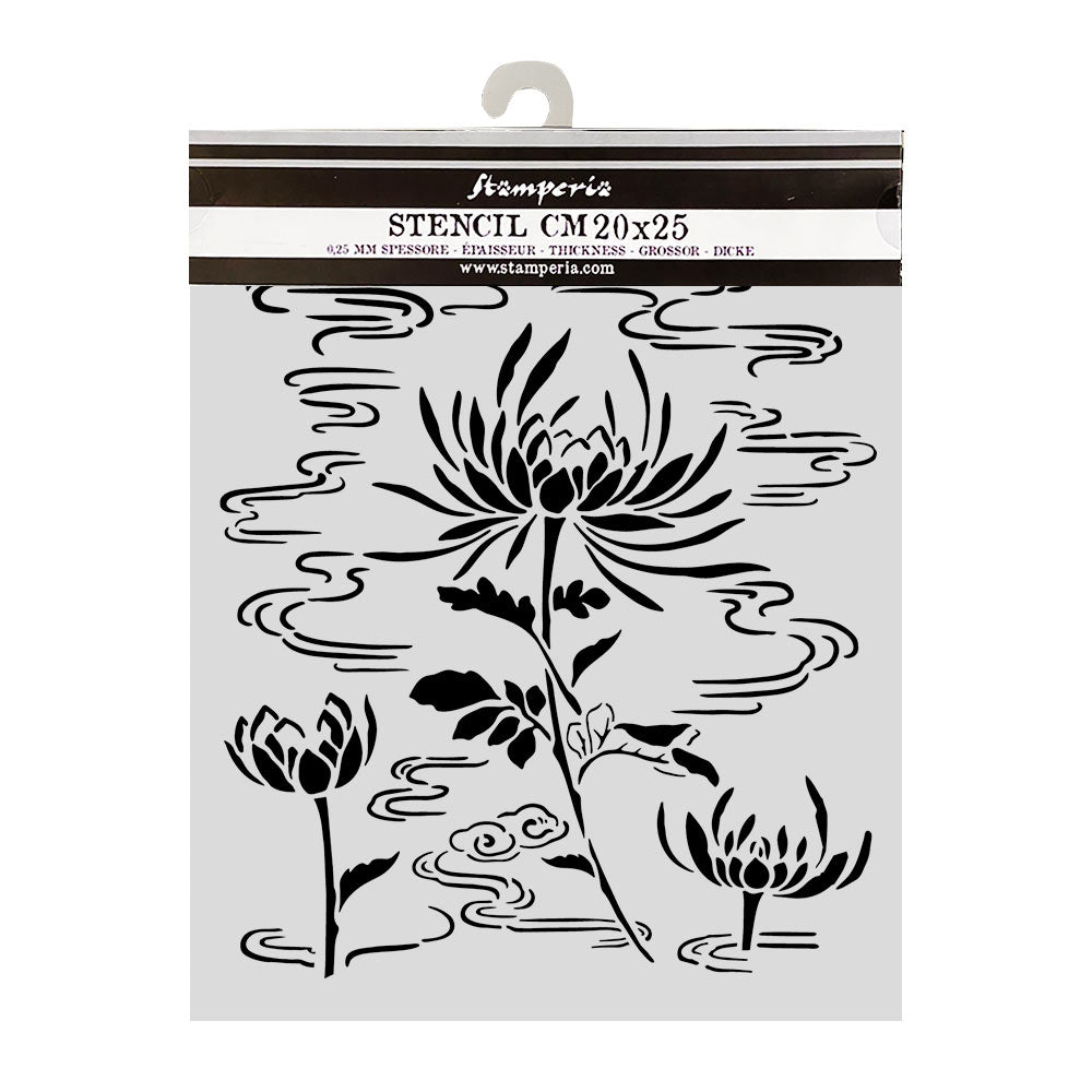 Stamperia Oriental Garden Thick Stencils 20x25cm Lotus Flower (KSTD214)