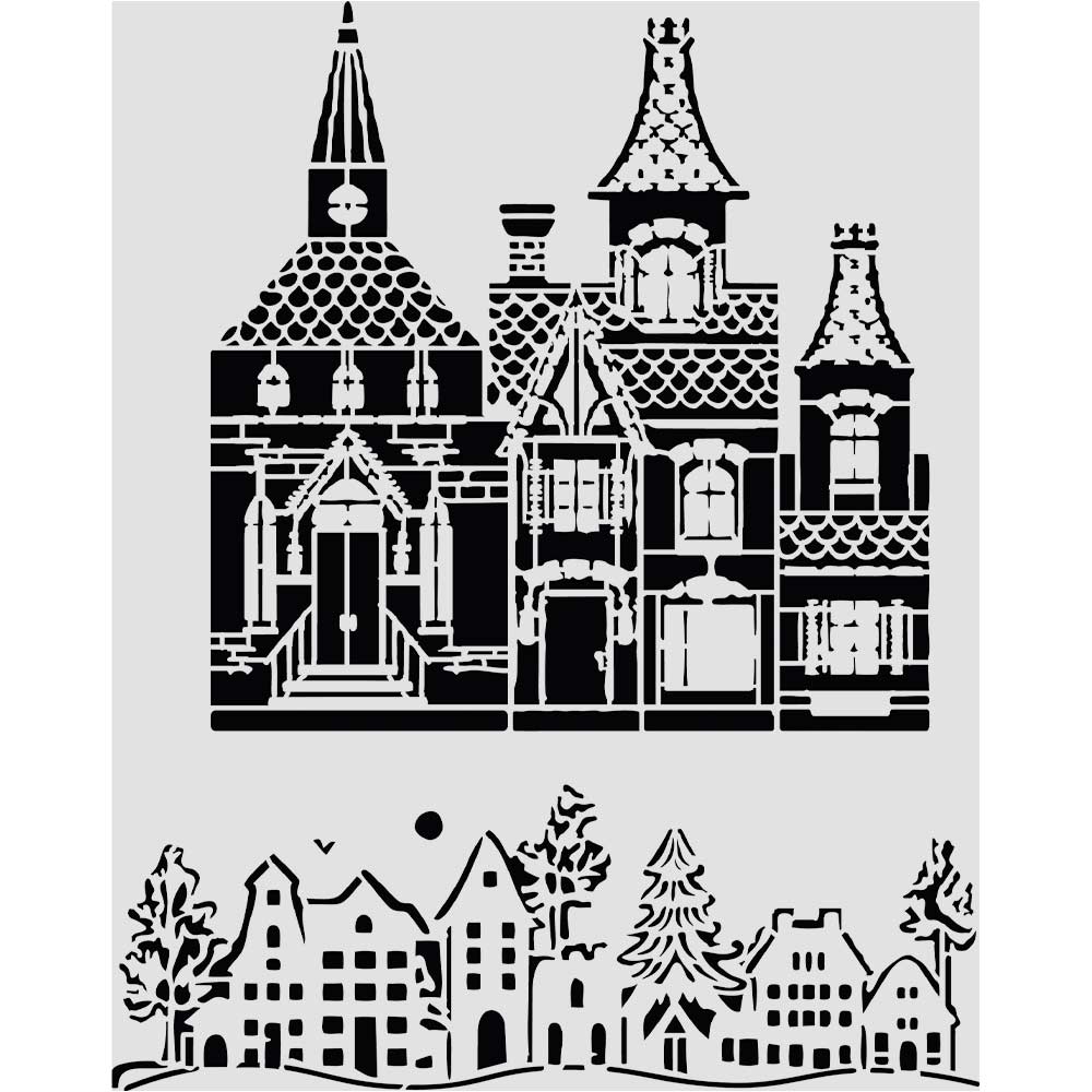 Stamperia Thick Stencil 20 x 25cm Christmas House - KSTD216