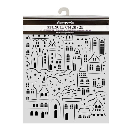 Stamperia Thick Stencil 20 x 25cm Christmas Village - KSTD217