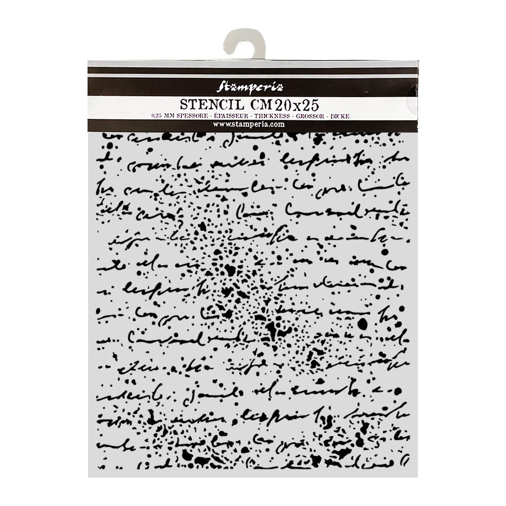 Stamperia Cosmos Thick Stencils 20x25cm Handwriting by Cristina Radovan - KSTD219