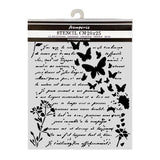 Stamperia Flowers and Poems Thick Stencils 20x25cm Letter and Butterflies - KSTD220
