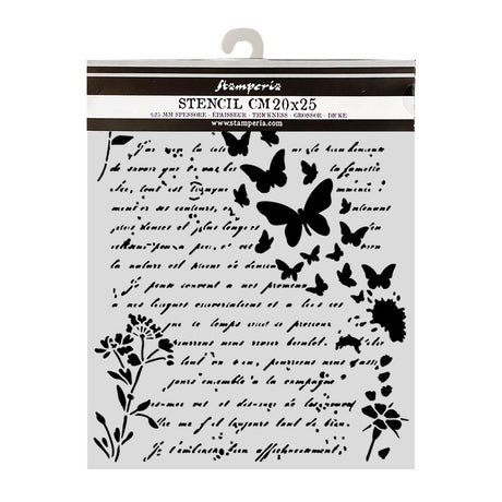 Stamperia Flowers and Poems Thick Stencils 20x25cm Letter and Butterflies - KSTD220