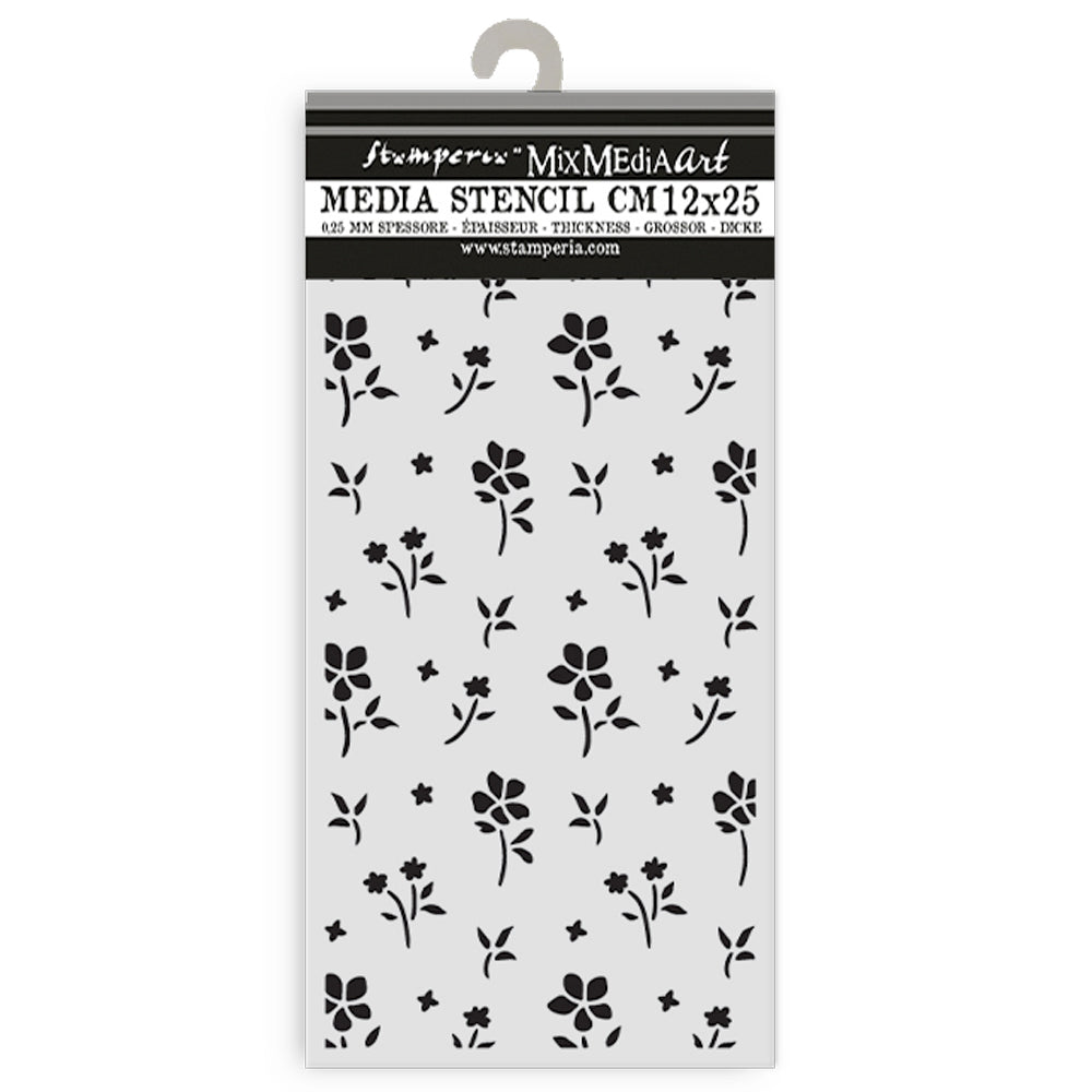 Stamperia Family Thick Stencil 12×25cm Small Flower Pattern (KSTDL142)
