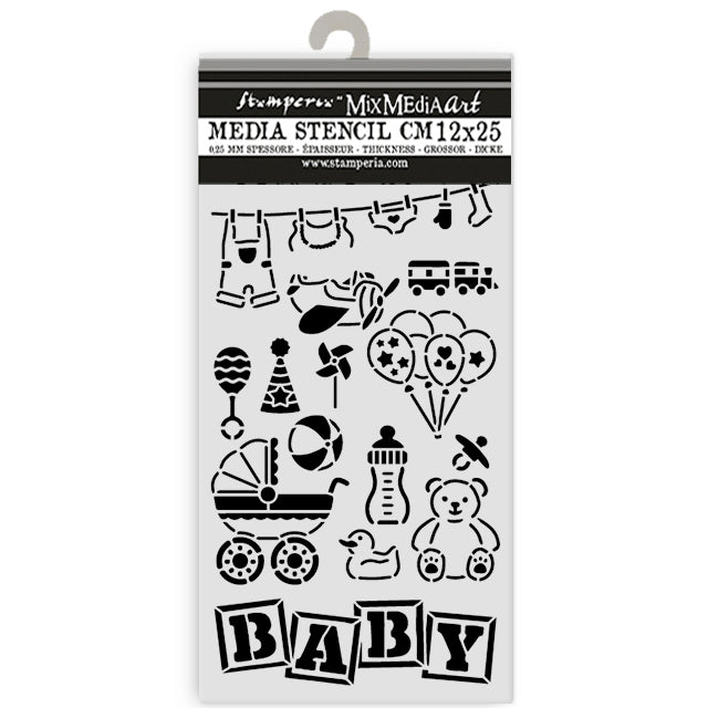 Stamperia Baby Thick Stencil 12×25cm Elements (KSTDL145)