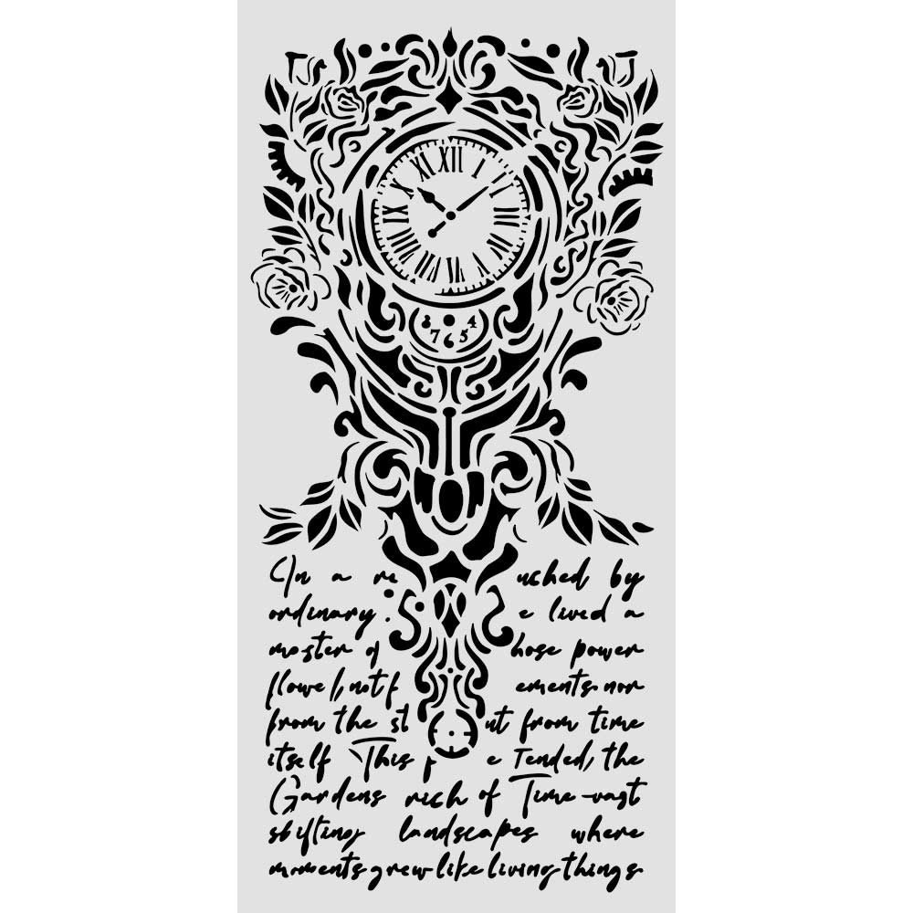 Stamperia Gardens of Time Thick Stencil Clock & Writing (KSTDL157)