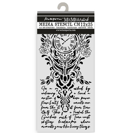 Stamperia Gardens of Time Thick Stencil Clock & Writing (KSTDL157)