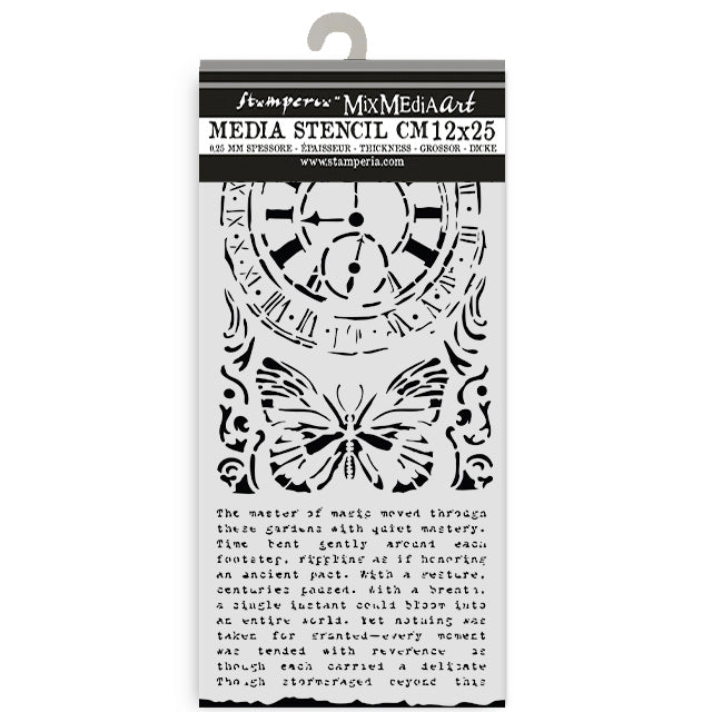 Stamperia Gardens of Time Thick Stencil Clock & Butterfly (KSTDL158)