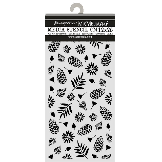 Stamperia Thick Stencil 12 x 25cm Christmas Pinecones Pattern - KSTDL171