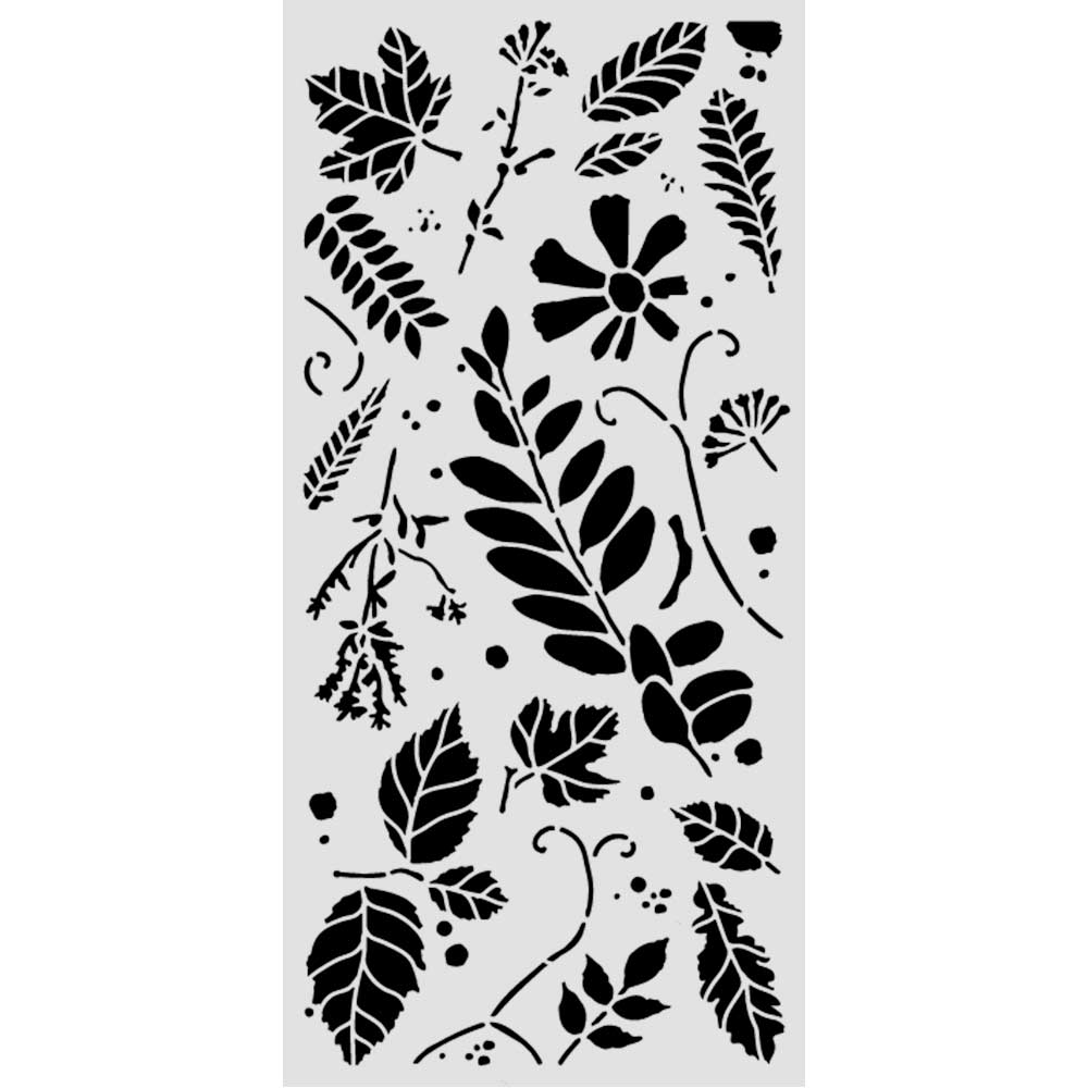 Stamperia Flowers and Poems Thick Stencils 12x25cm Mixed Leaves - KSTDL176